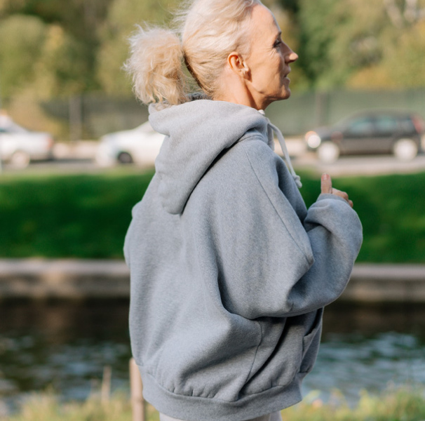 Woman walking outside