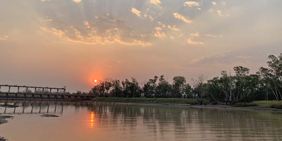 Sunset over lake