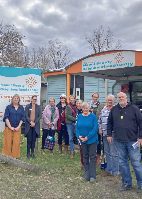 The Mount Beauty Neighbourhood Centre (MBNC) staff and local residents with JRC researchers.