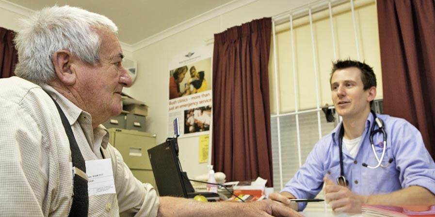 Middle aged man visiting doctor