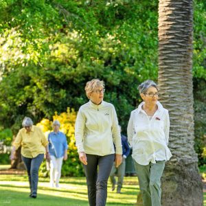 Senior people walking in a park