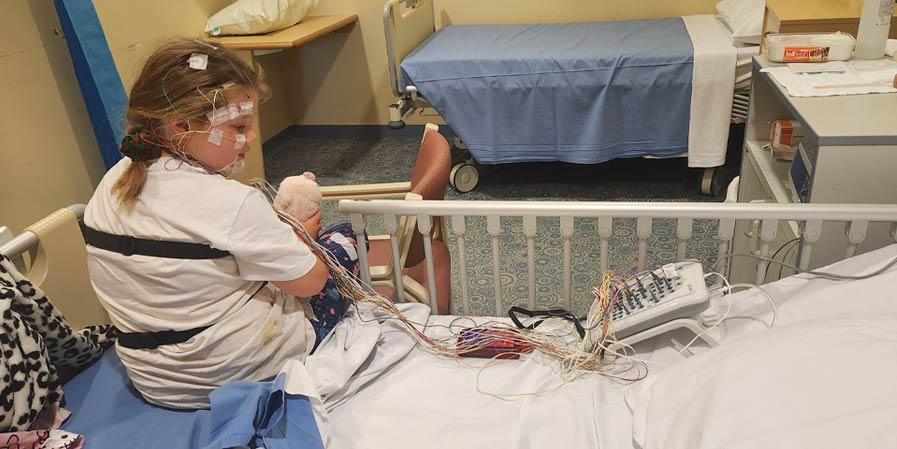Billie at Royal Adelaide Hospital in a sleep study