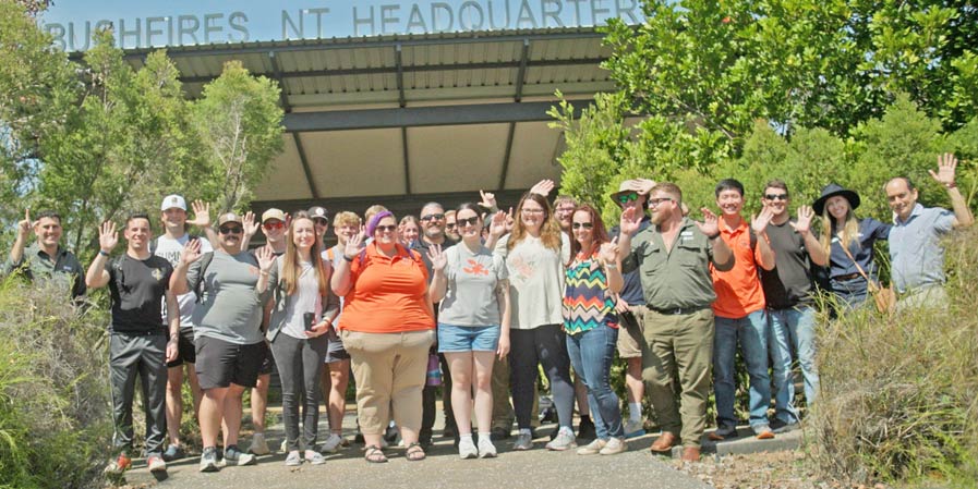 The study group at Bushfires NT headquarters investigating how cost-effective response models service vast, low-population areas across the Northern Territory