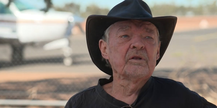 Laurie Dickson from Grawin NSW. He is an Angel Flight passenger who has flown about 50 times