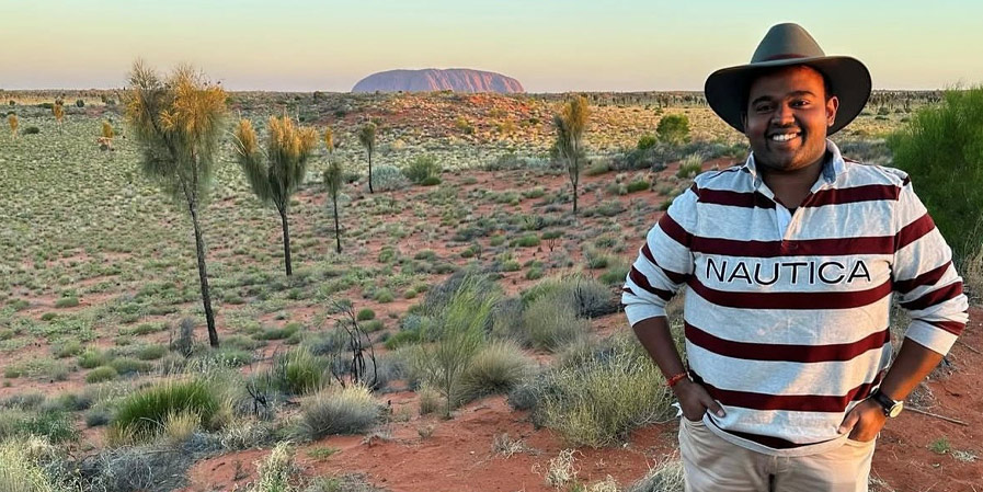 Dr Anosh Shane Sivashanmugarajah at Uluru, Alice Springs